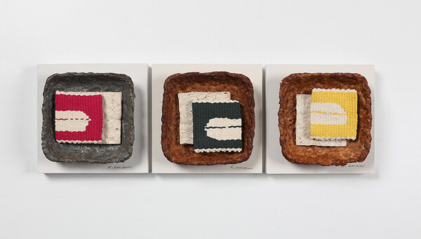 김완순_소유, 20x20cmx3, 닥죽,면사, Tapestry  2024.